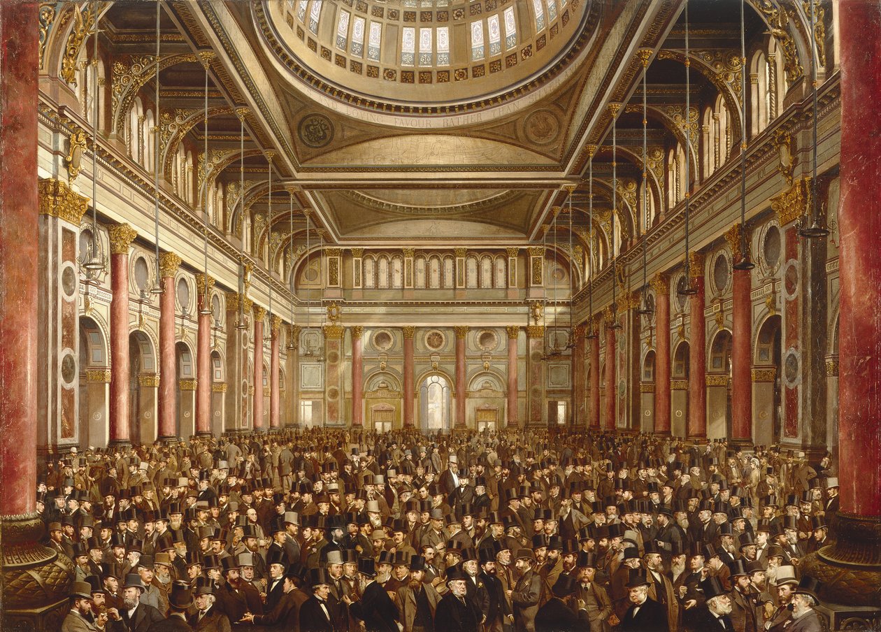 Interiér Manchester Exchange od Frederick and Saunders H.L. (19th Century) Sargent