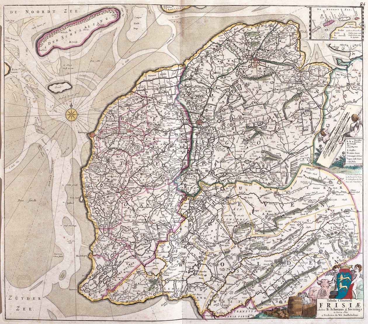 Mapa Fríska (Německo) (lept od Frederick de Wit