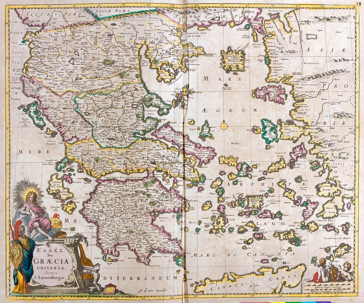 Mapa Řecka (lept od Frederick de Wit