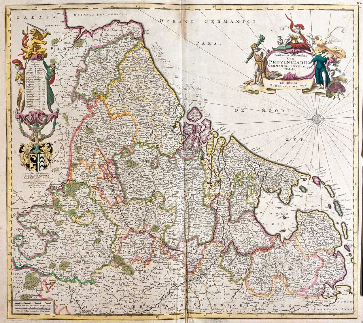 Mapa Dolního Německa (Německo) (lept od Frederick de Wit