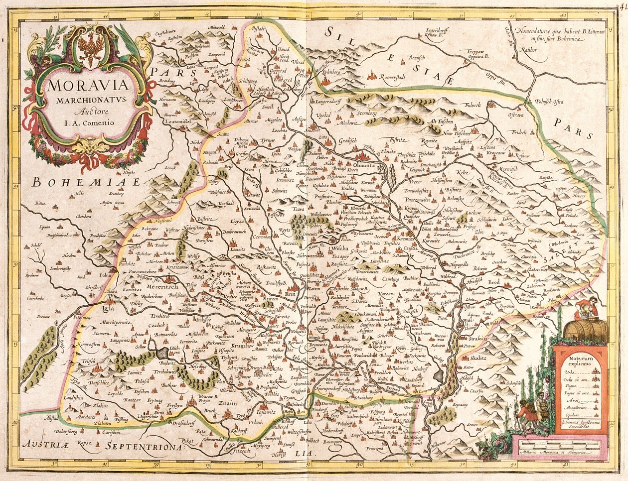 Mapa Moravy (Česká republika) (lept od Frederick de Wit