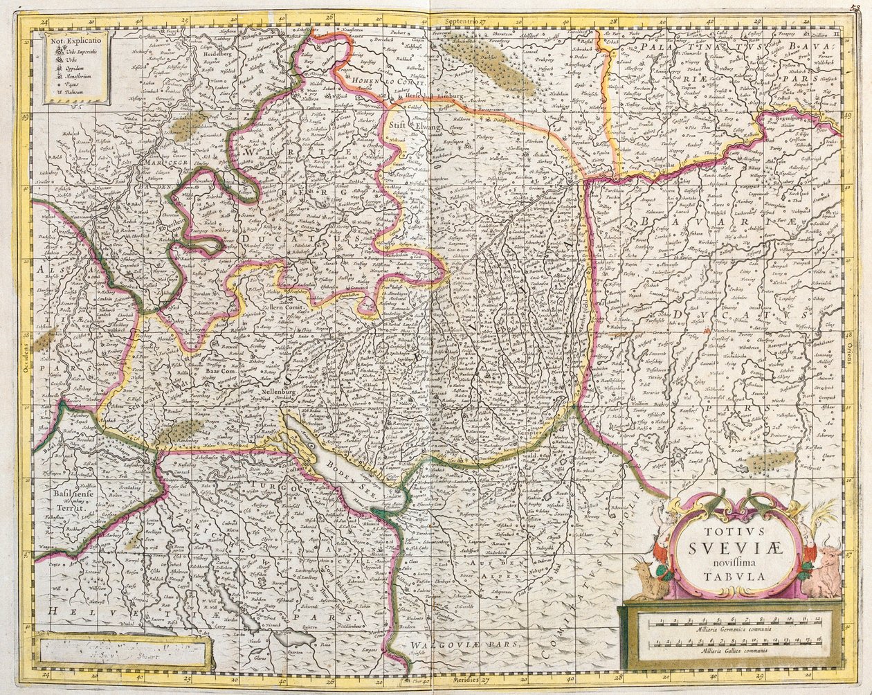 Mapa Švábska (Německo) (lept od Frederick de Wit