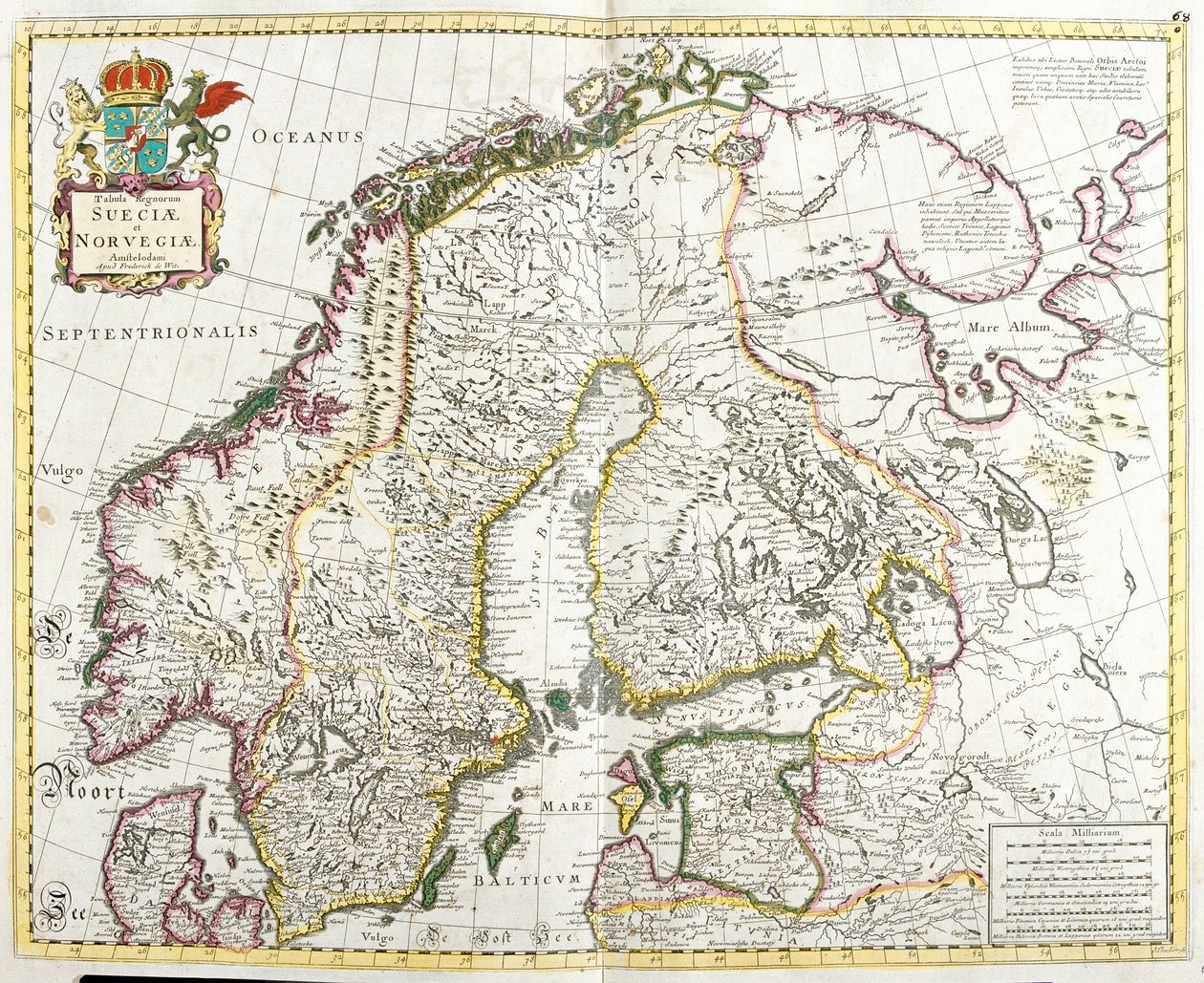 Mapa Švédska a Norska (lept od Frederick de Wit