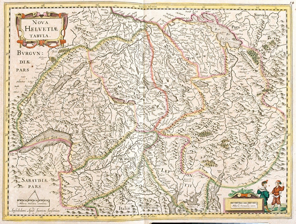 Mapa Švýcarska (lept od Frederick de Wit