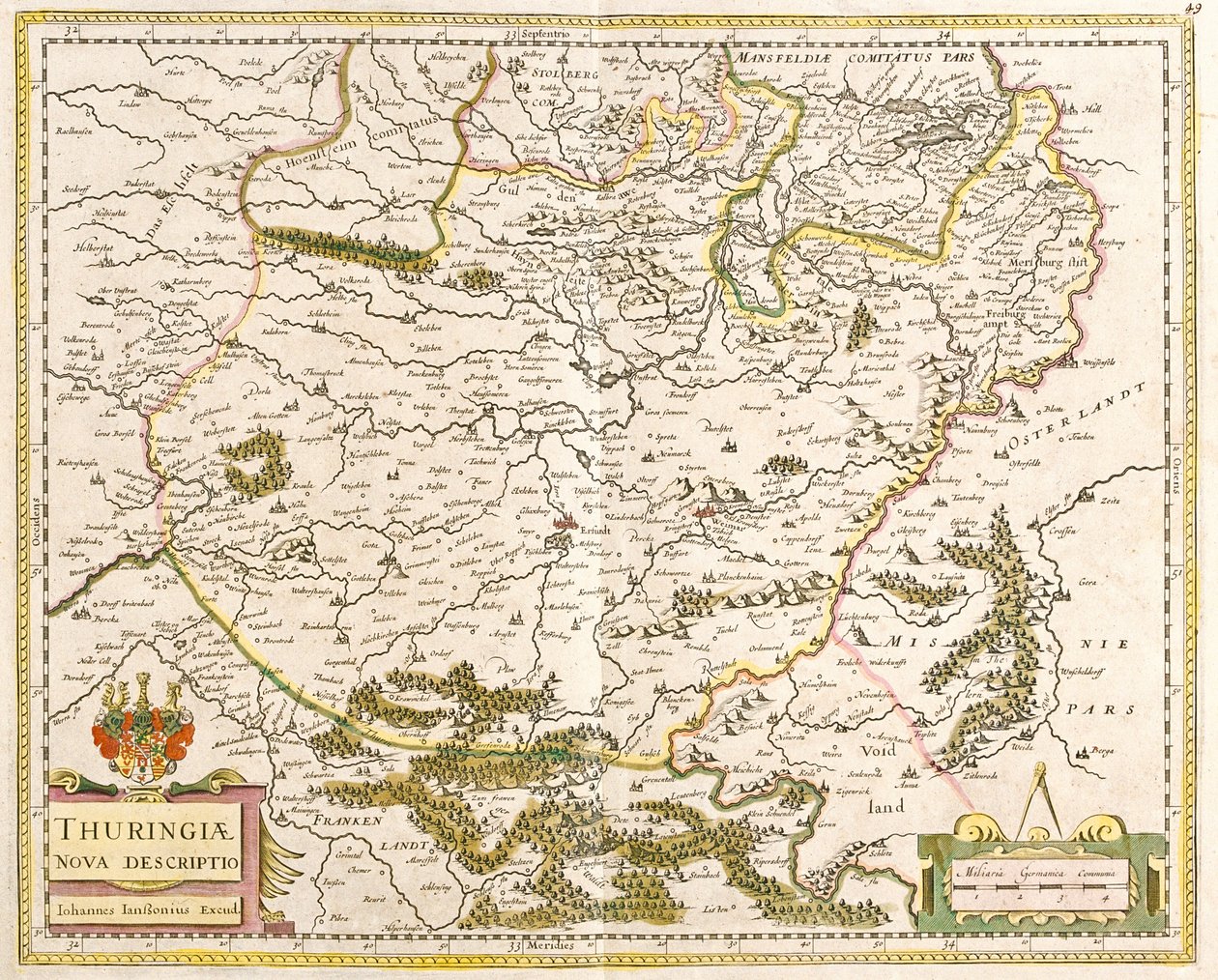 Mapa Durynska (Německo) (lept od Frederick de Wit