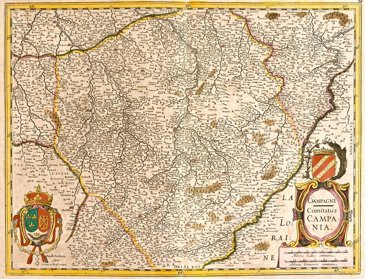 Mapa hraběte ze Champagne (Francie) (lept od Frederick de Wit