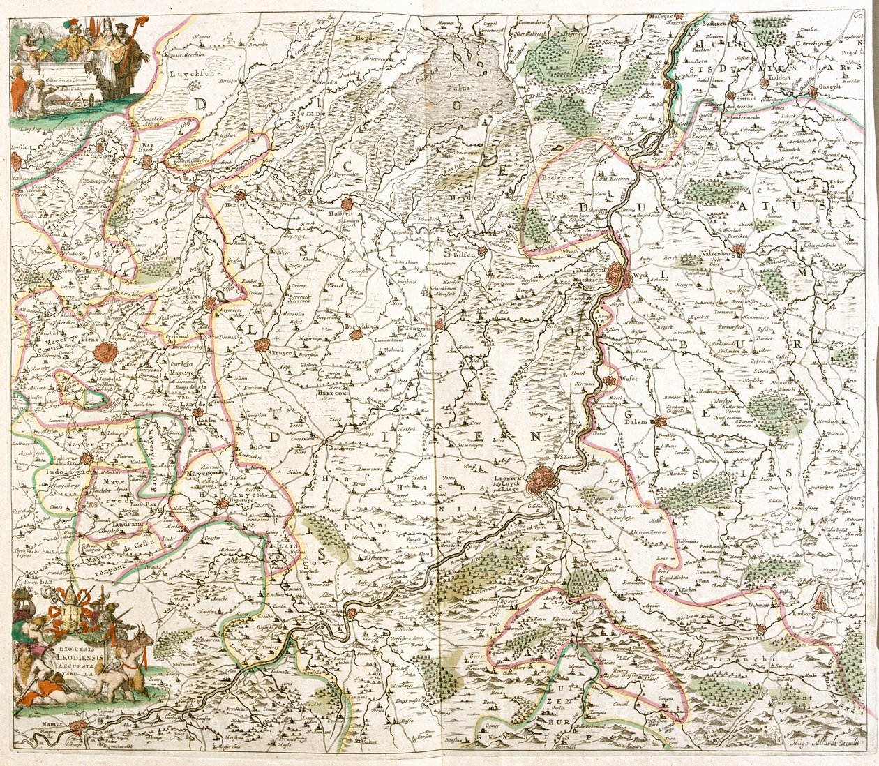 Mapa diecéze Lutych (Belgie) (lept od Frederick de Wit