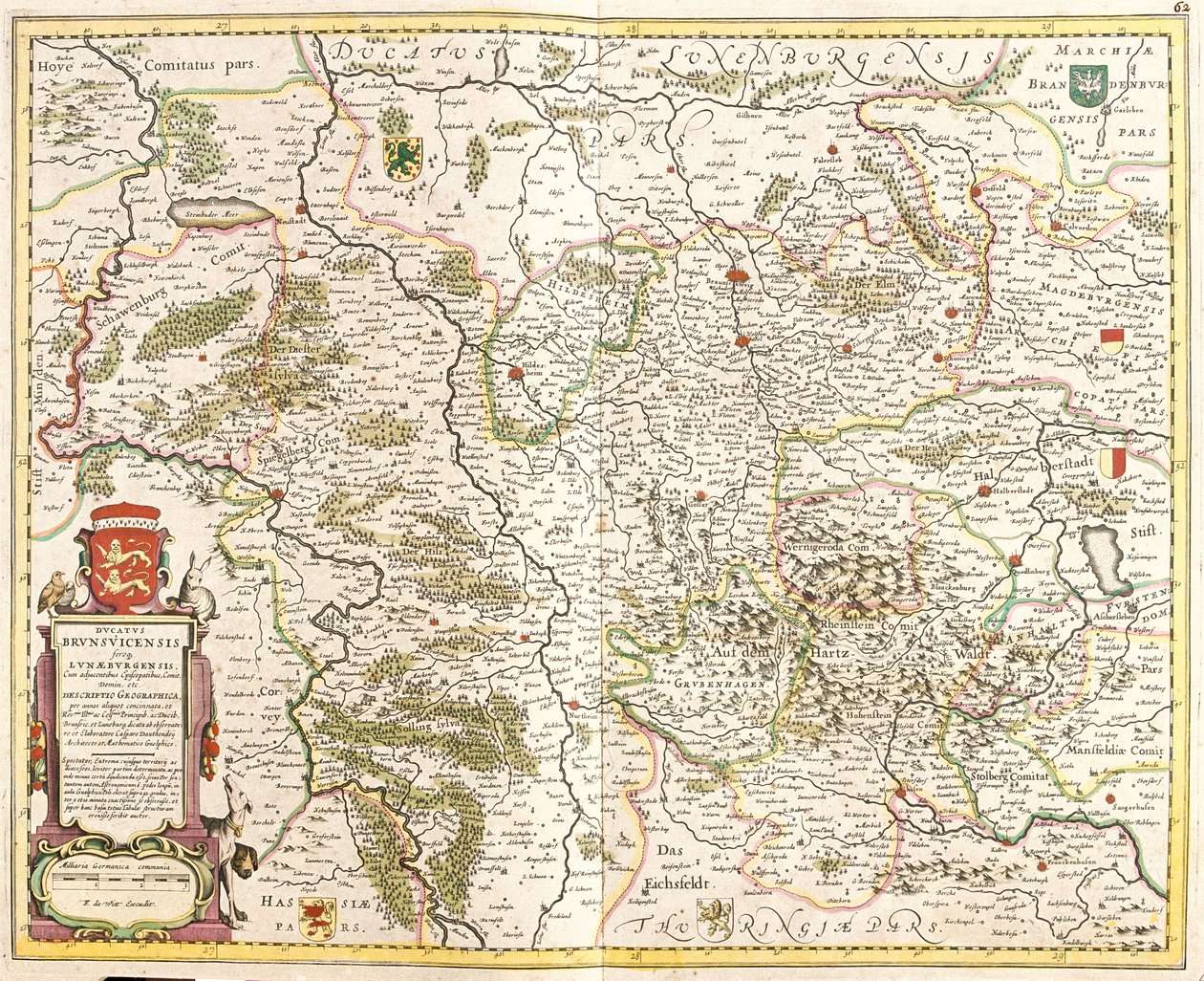 Mapa vévodství Brunswick (Německo) (lept od Frederick de Wit