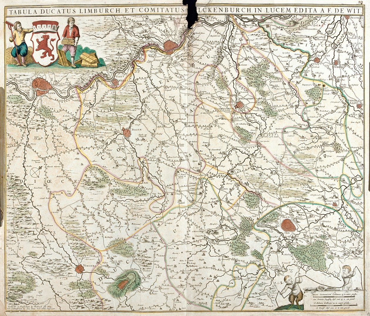 Mapa vévodství Limburg (Belgie) (lept od Frederick de Wit