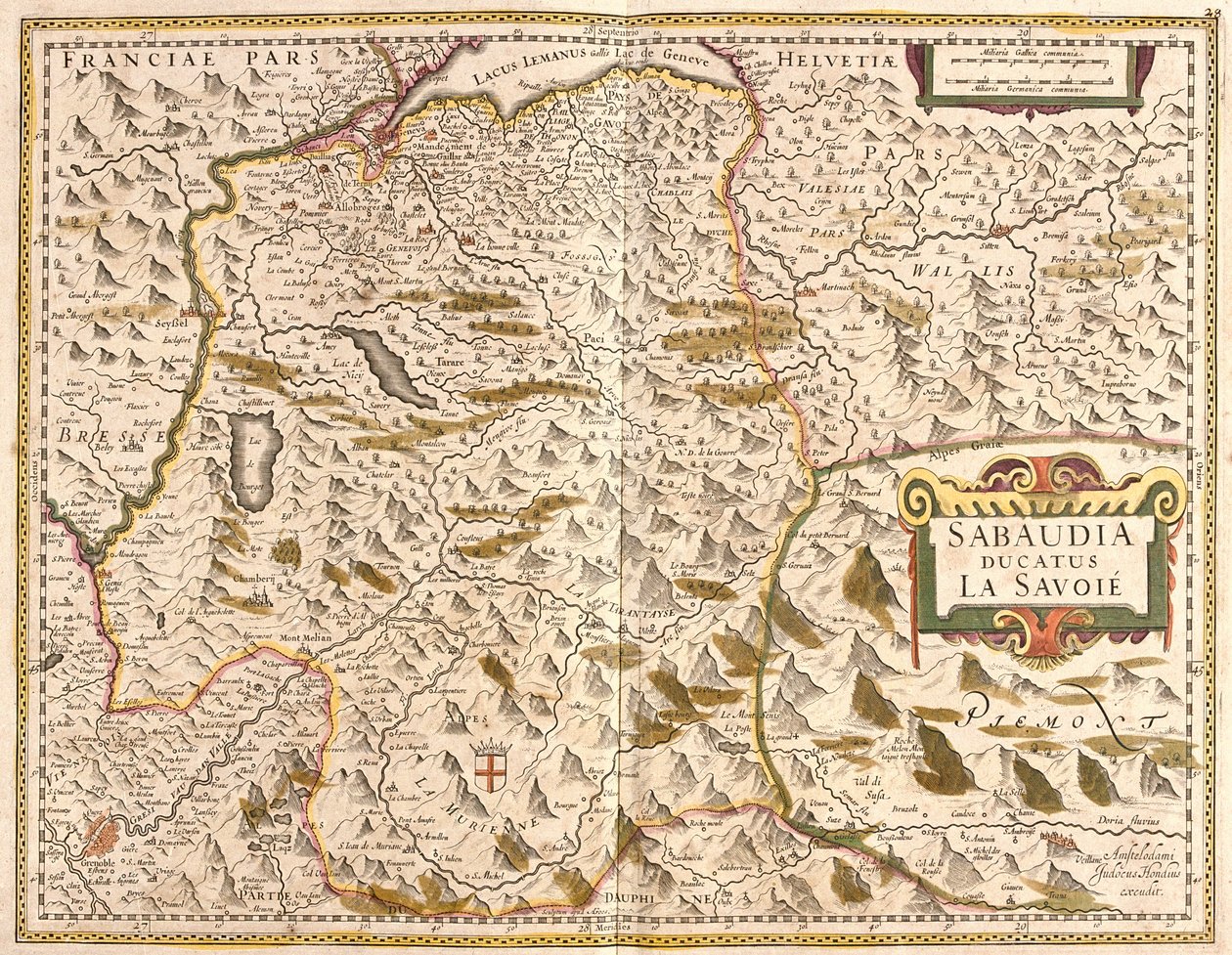 Mapa Savojského vévodství (Francie) (lept od Frederick de Wit