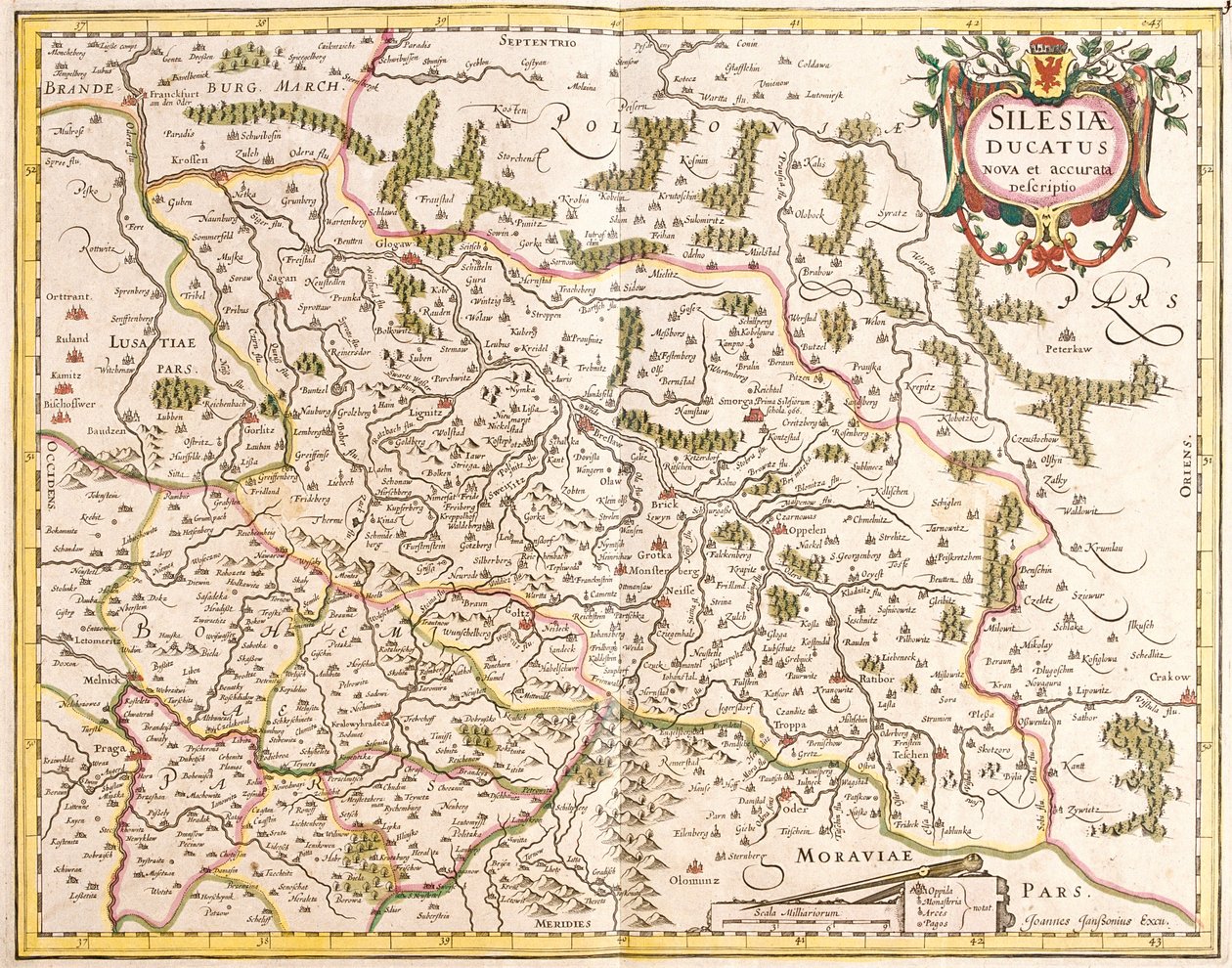 Mapa Slezského vévodství (Německo a Česká republika) (lept od Frederick de Wit