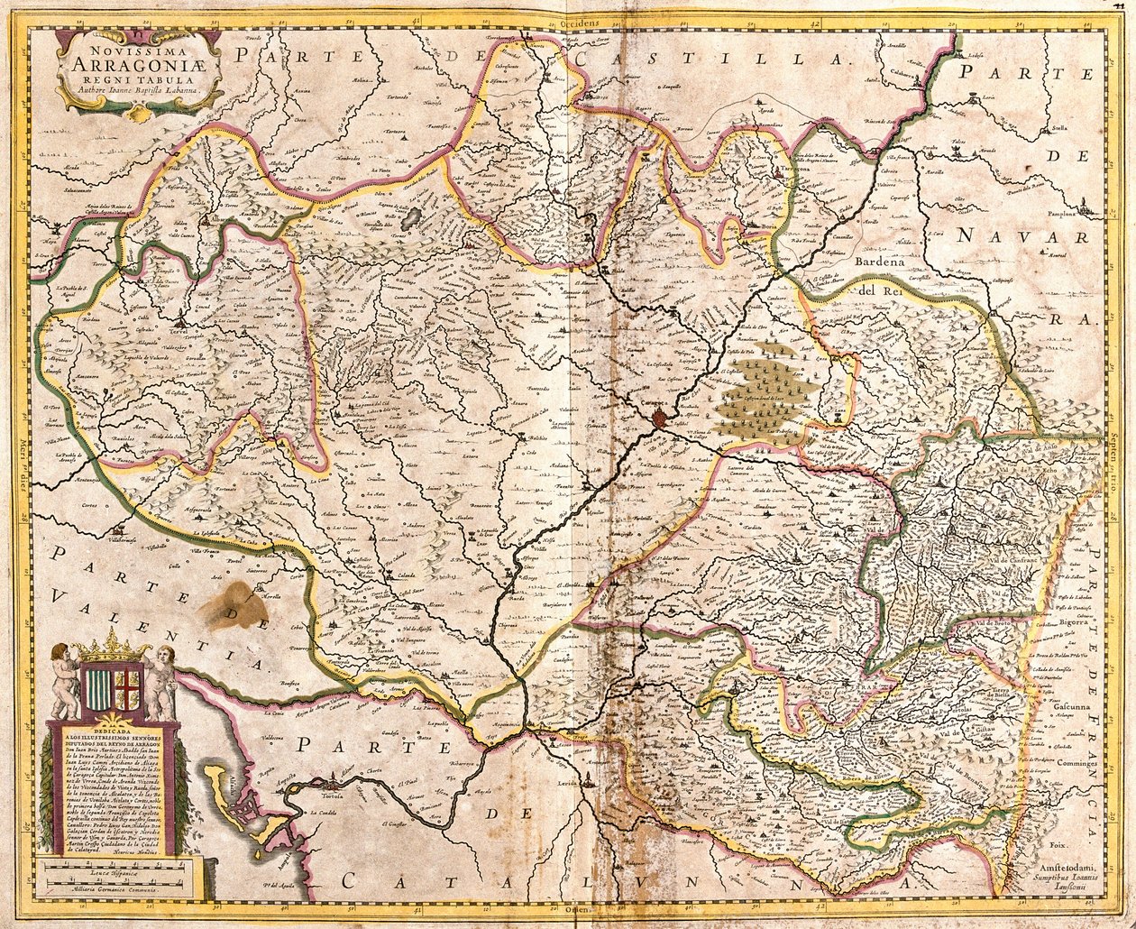 Mapa Aragonského království (Španělsko) (lept od Frederick de Wit