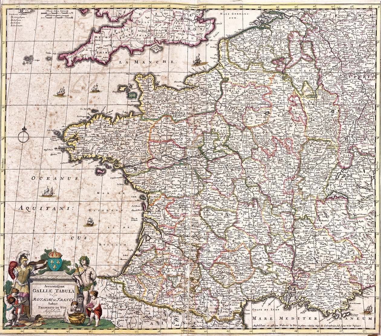 Mapa Francouzského království (lept od Frederick de Wit