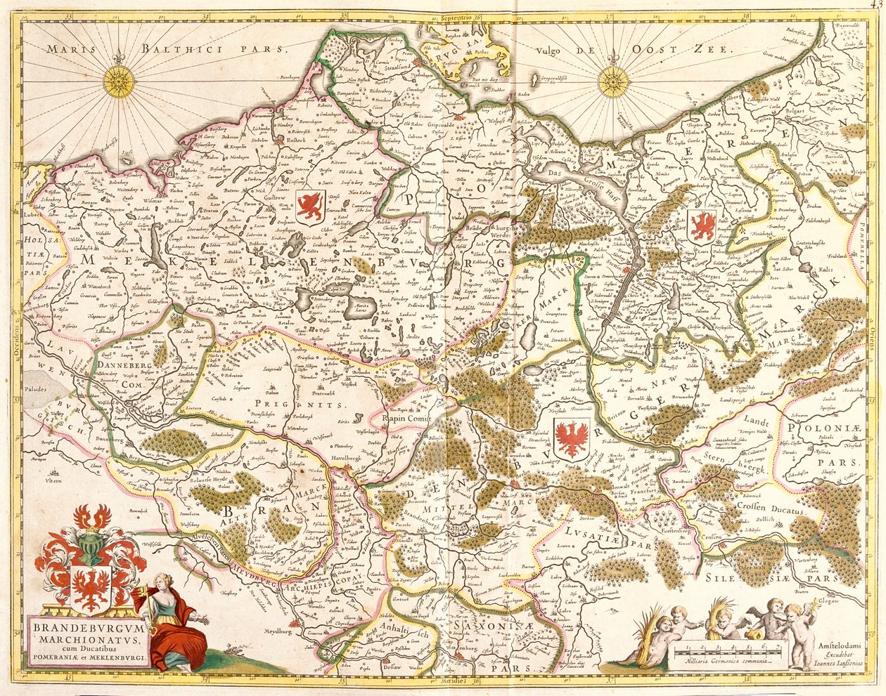 Mapa Braniborského markrabství (Německo) (lept od Frederick de Wit