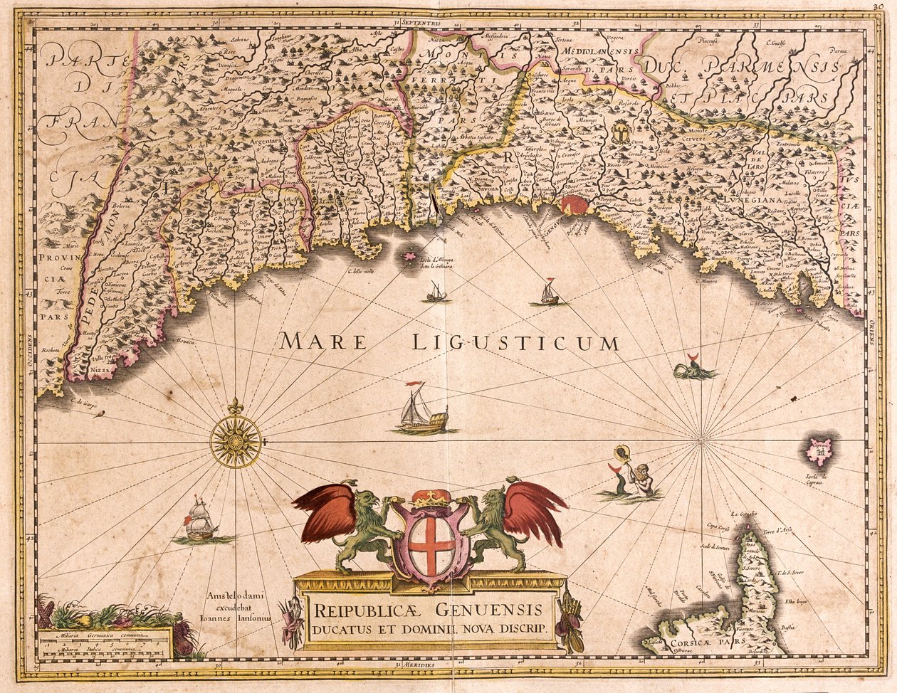 Mapa Genové republiky (Itálie) (lept od Frederick de Wit