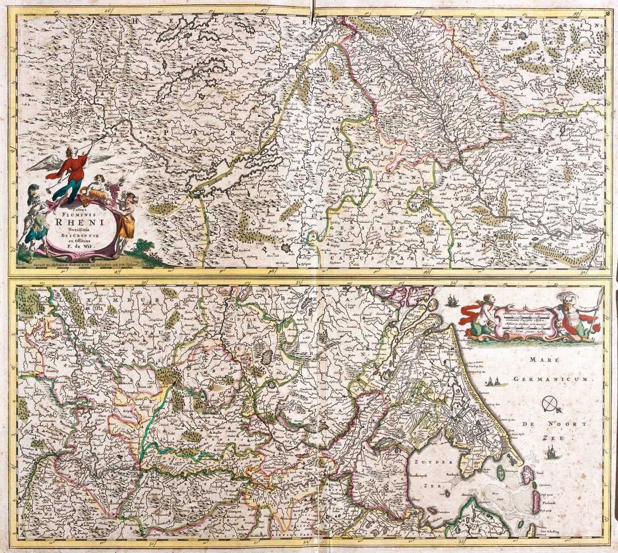 Mapa Rhenianie (Německo) (lept od Frederick de Wit