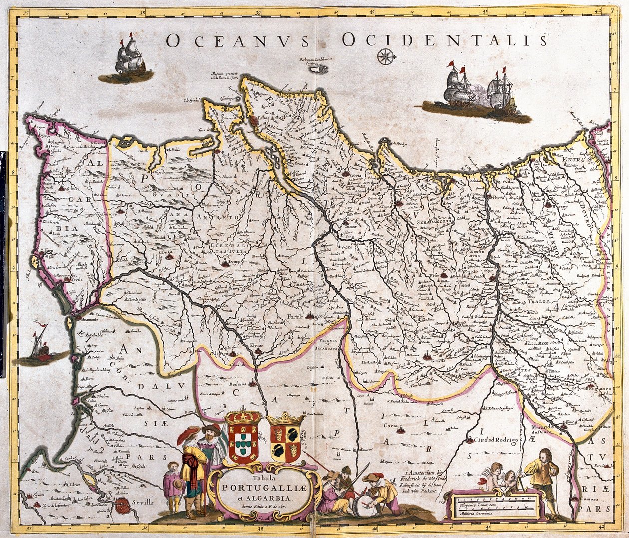 Mapa království Portugalska a Algarve (lept od Frederick de Wit
