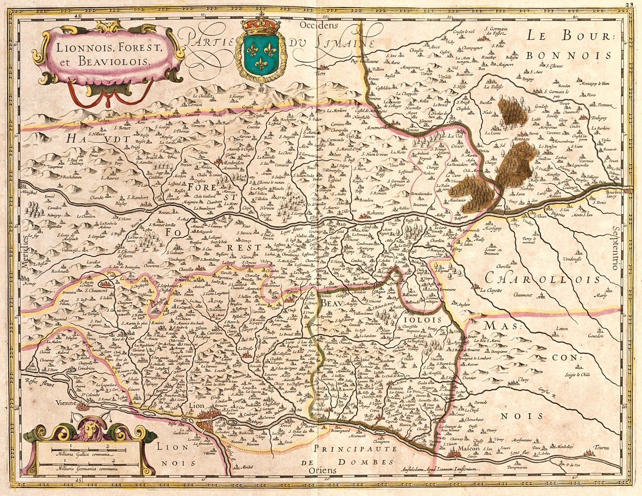 Mapy území Lyon a Beaujolais (Francie) (lept od Frederick de Wit
