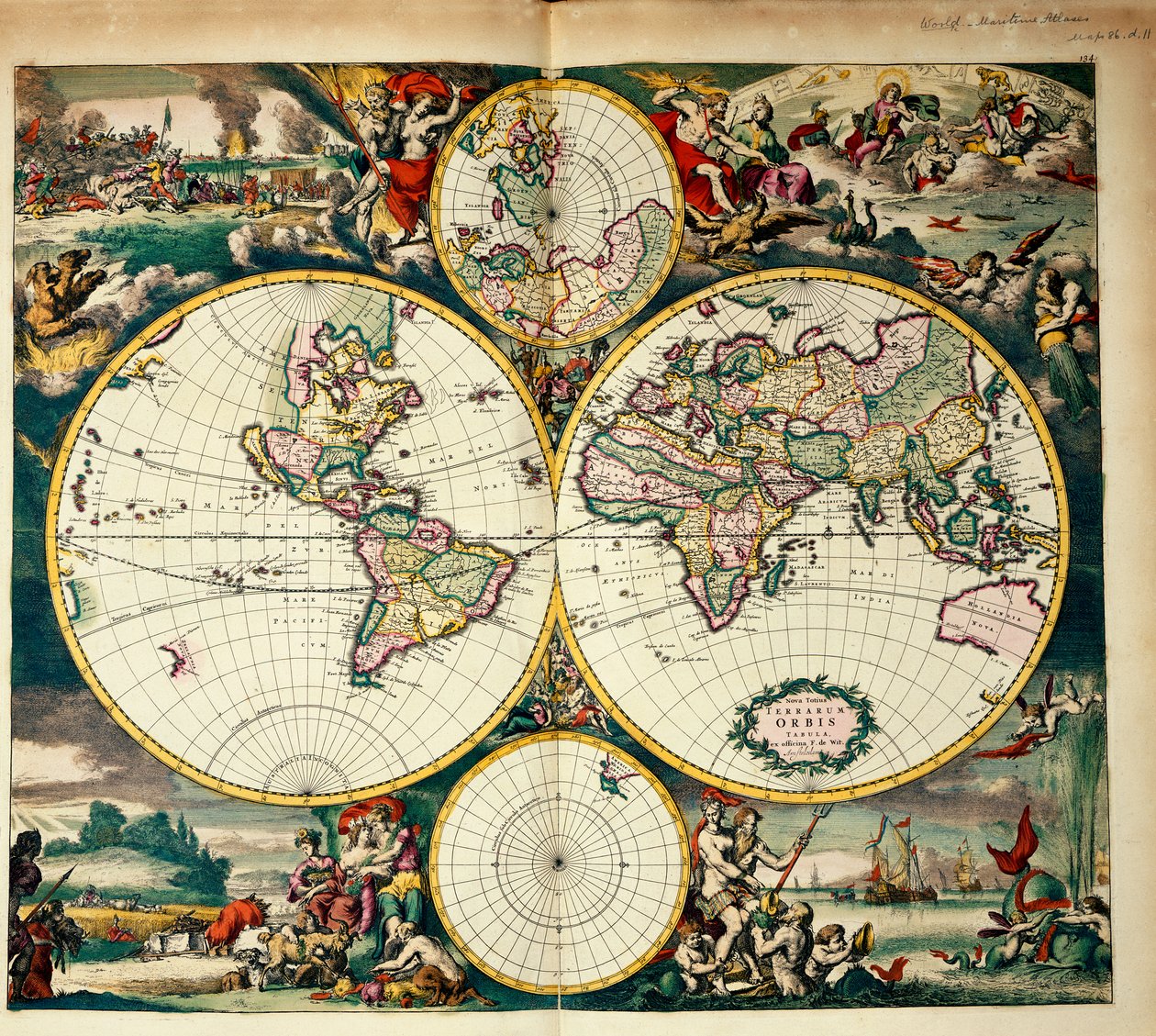 Mapa světa od Frederick de Wit