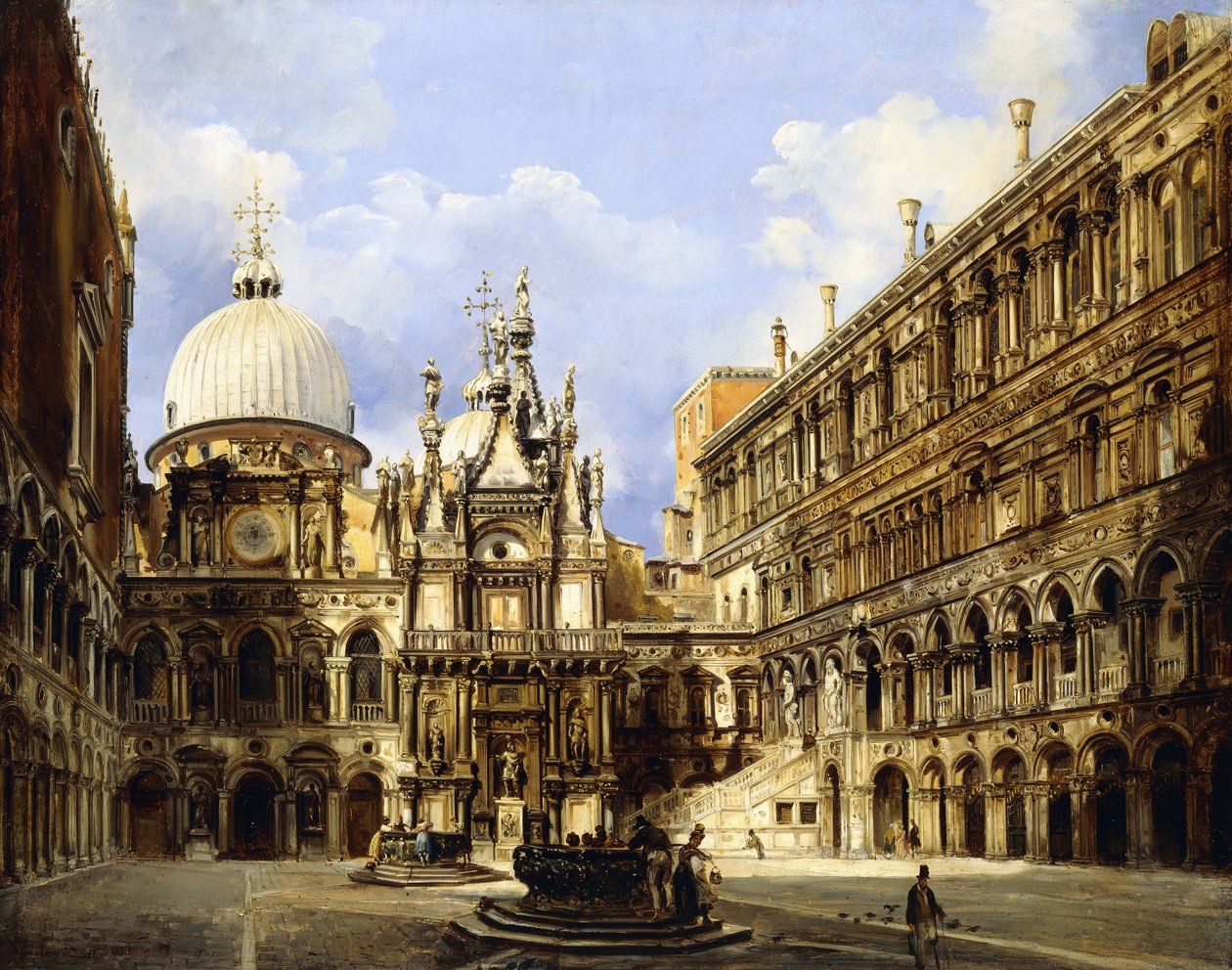Nádvoří Dóžecího paláce, Benátky, 1841 od Frederico Moja