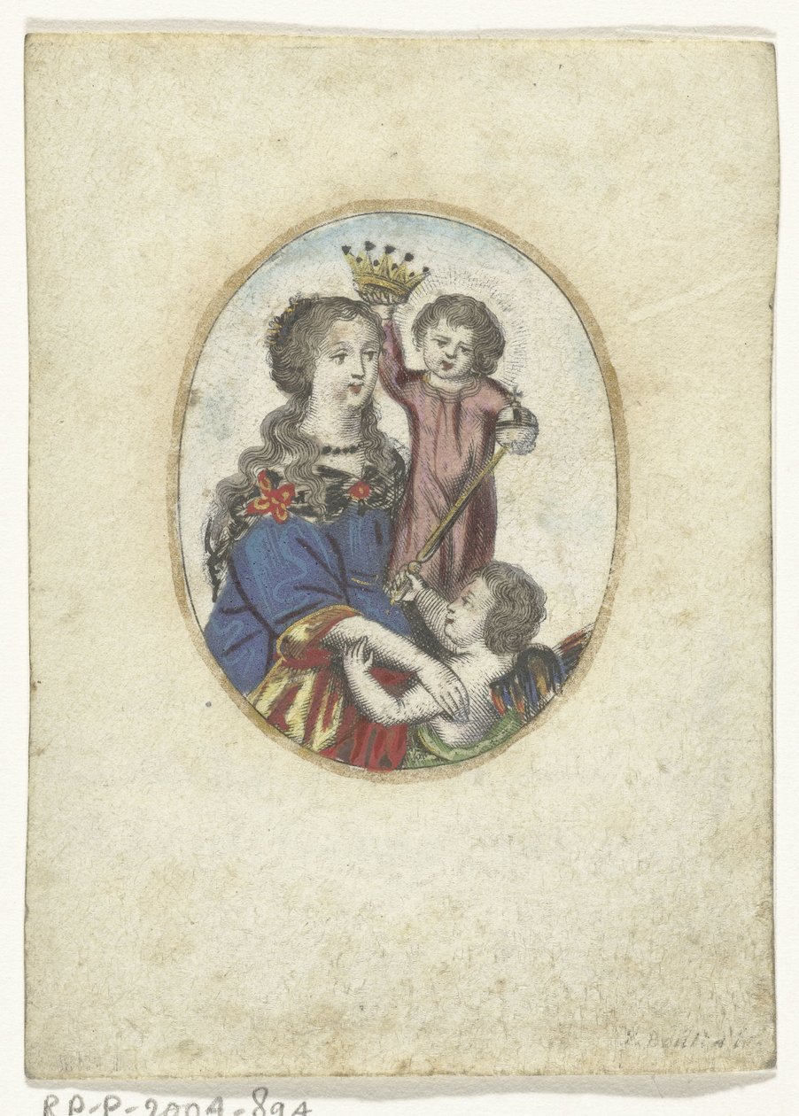 Madona s dítětem a andělem v oválu od Frederik Bouttats (de Jonge) (attributed to)