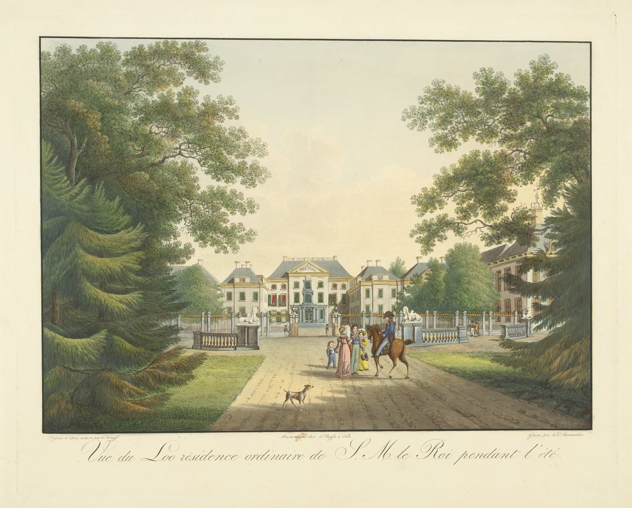 Pohled na Paleis het Loo Vue du Loo běžné bydliště S.M. le Roi pendent l