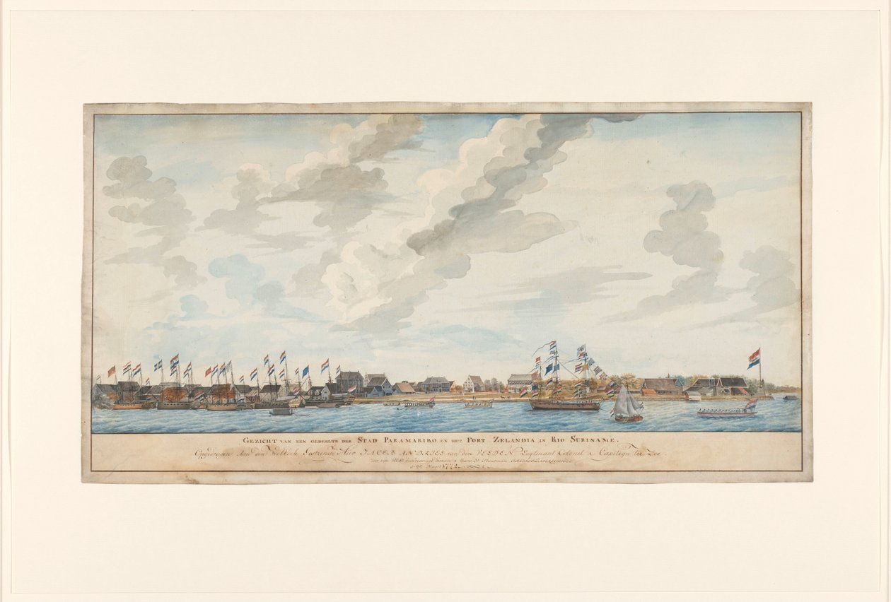 Pohled na město Paramaribo a Fort Zeelandia od Frederik Jägerschiöld (signed by artist)