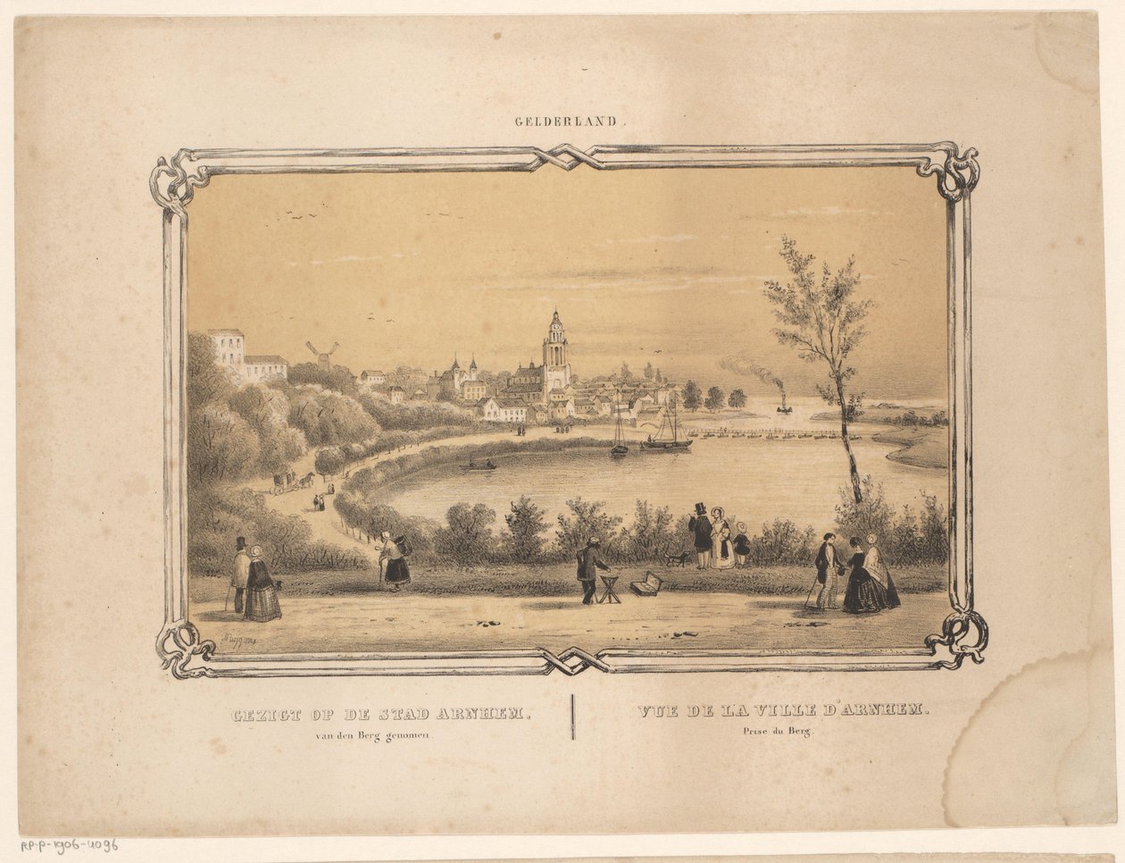 Pohled na Arnhem Pohled na město Arnhem z den Berg (název na objektu) Gelderland (název série na objektu) od Frederik Lodewijk Huygens