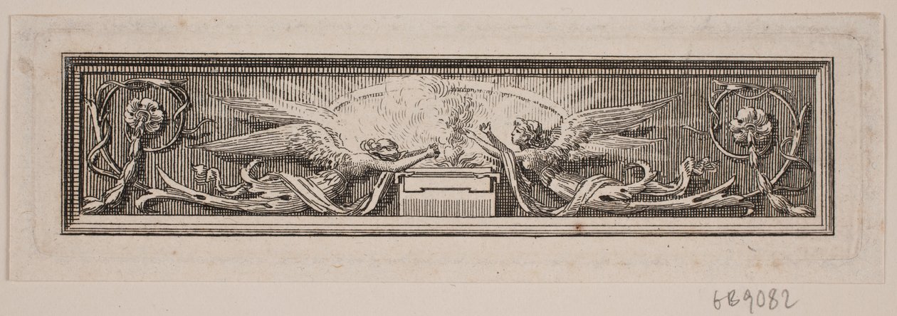 Ornament s oltářem a dvěma anděly od Frederik Ludvig  Bradt