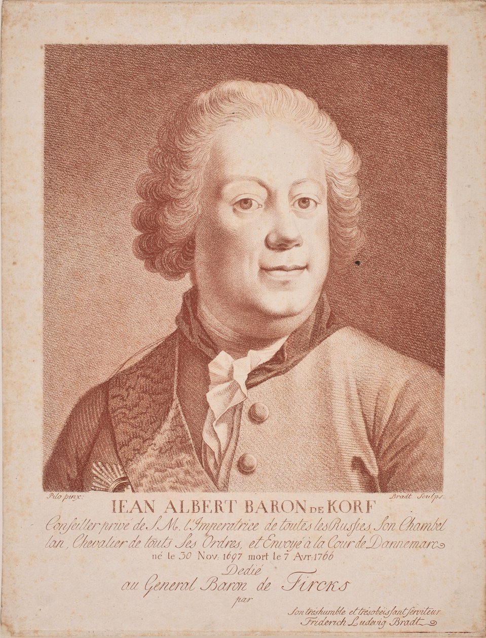 Portrét barona Johanna Albrechta von Korff 1697-1766, polovina 18. stol. od Frederik Ludvig  Bradt