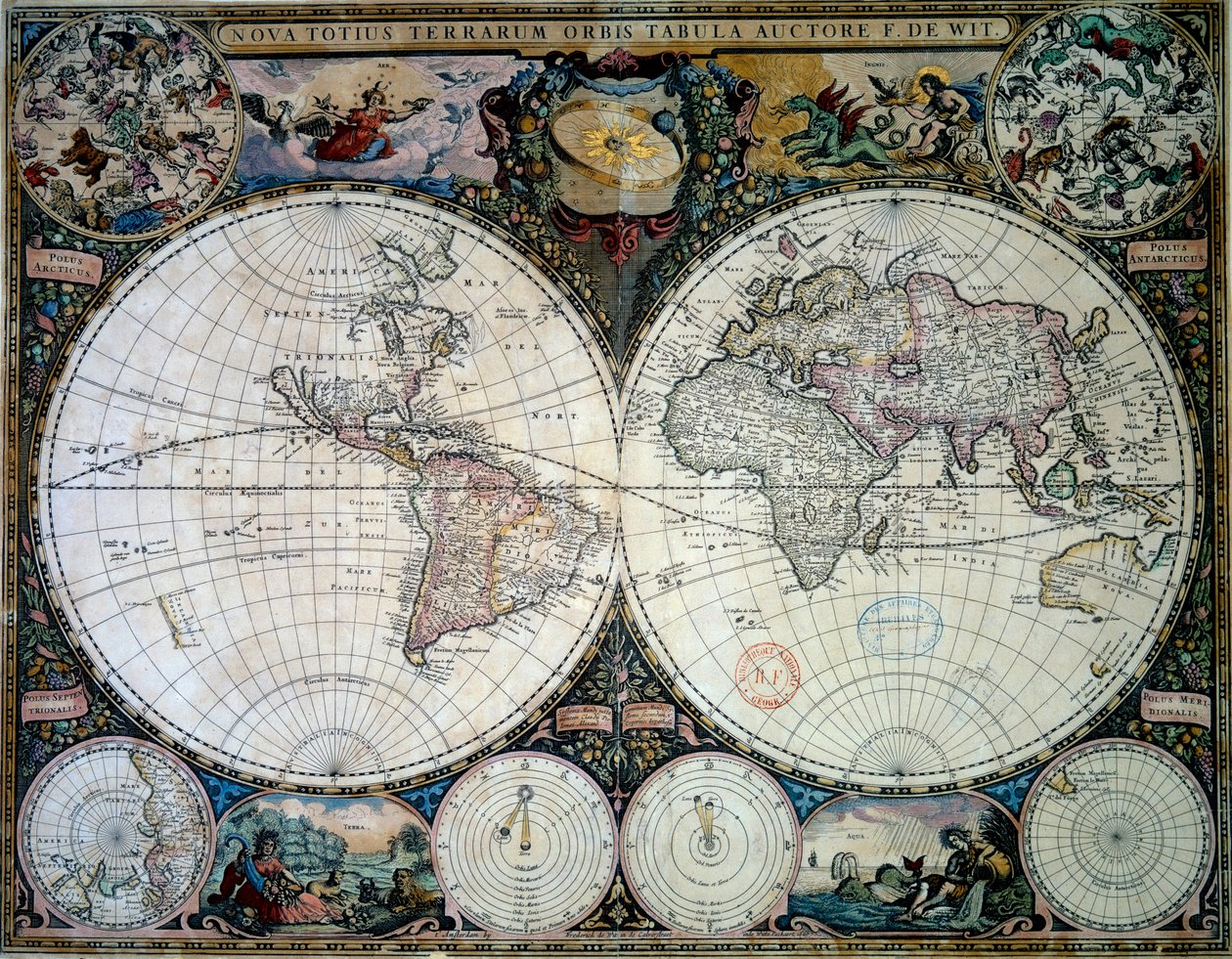 Planisphere od Frederica de Witta (17. století) (ek.holl.) 1660 Paříž, B.N. od Frederik de (after) Wit