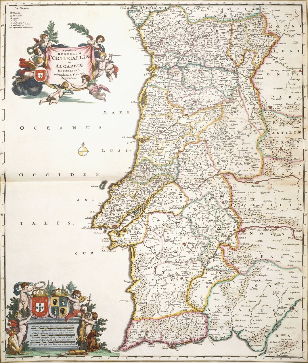 Mapa zobrazující Portugalsko, kolem roku 1680 od Frederik de Wit