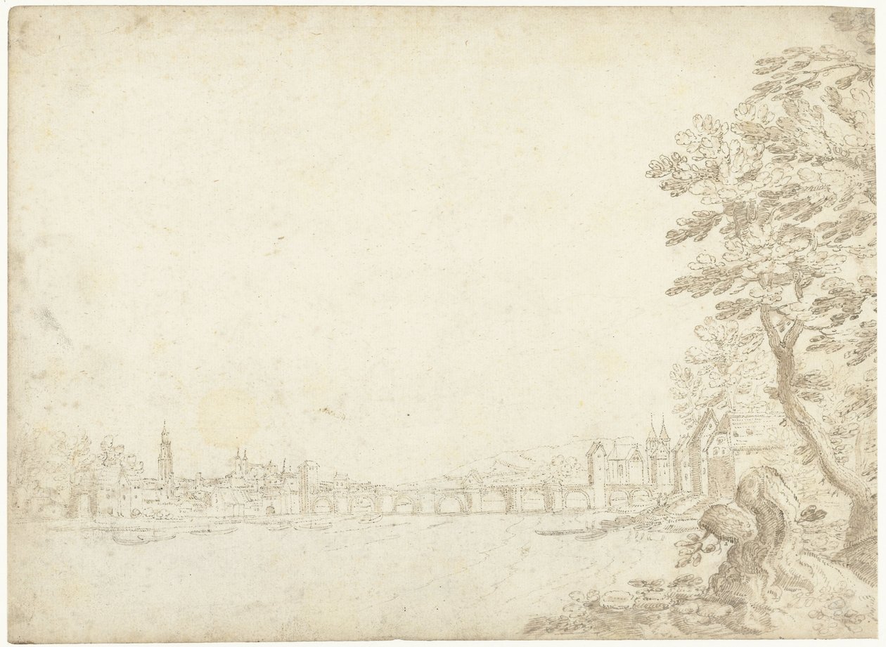 Pohled na město na řece (Dunaj?) od Frederik van Valckenborch