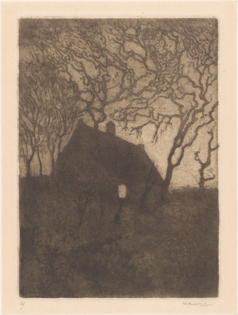 Dům v noci od Frederika Henriëtte Broeksmit (signed by artist)
