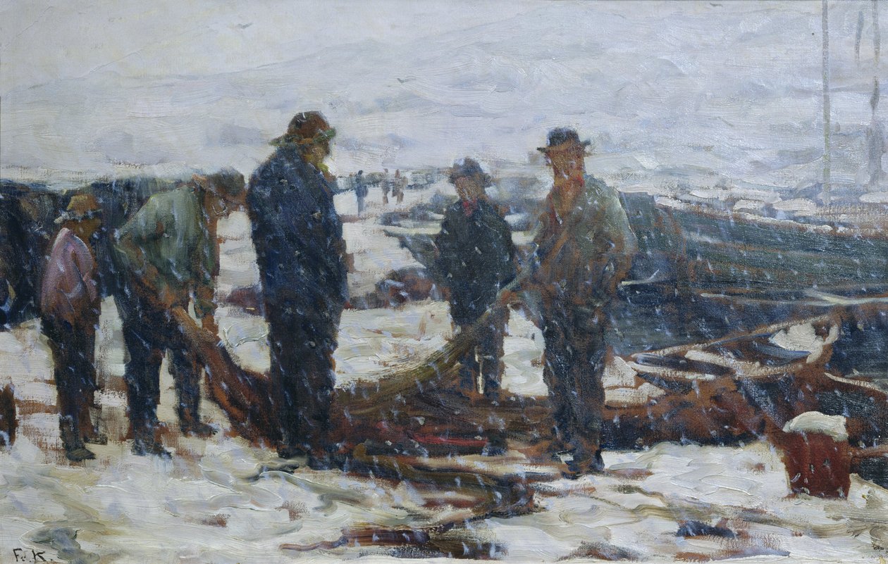 Rybáři, cca 1900 (olej na plátně) od Fredrik Kolstoe