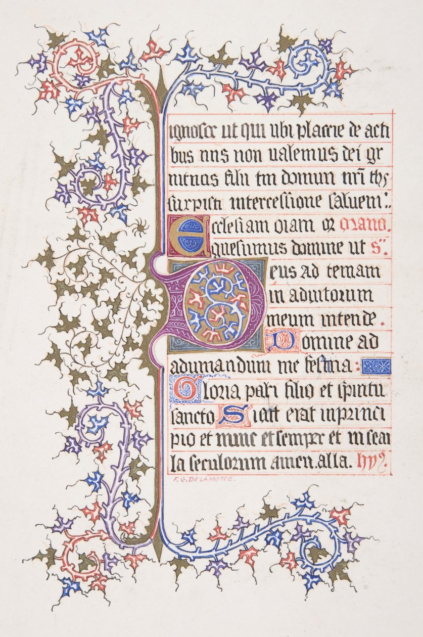 Osvětlený list s Initial E recto, Vine Border verso, 1830-62. od Freeman Gage Delamotte