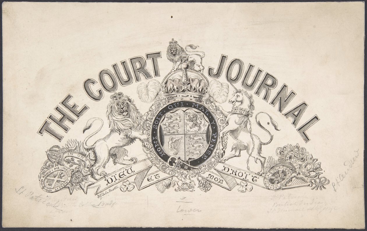 Návrh titulní strany pro The Court Journal, 1830-62. od Freeman Gage Delamotte