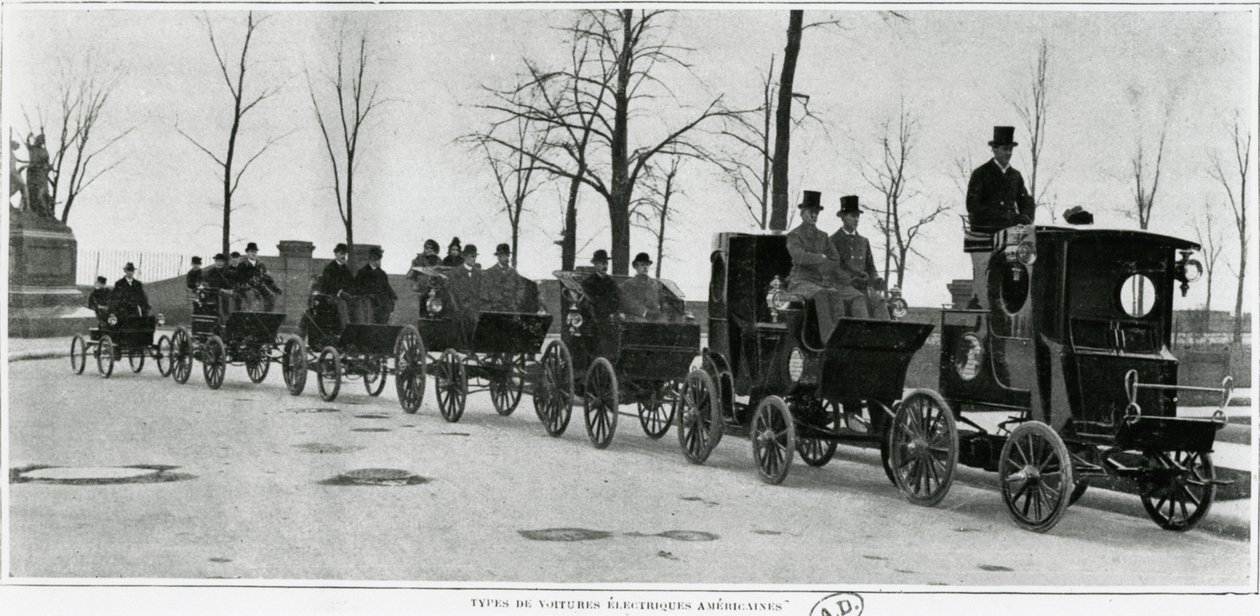 Americká elektrická auta v Paříži, kolem roku 1900 od French Photographer