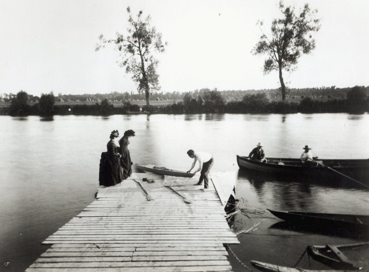 Vodácká scéna v oblasti Ile-de-France, c.1880 od French Photographer