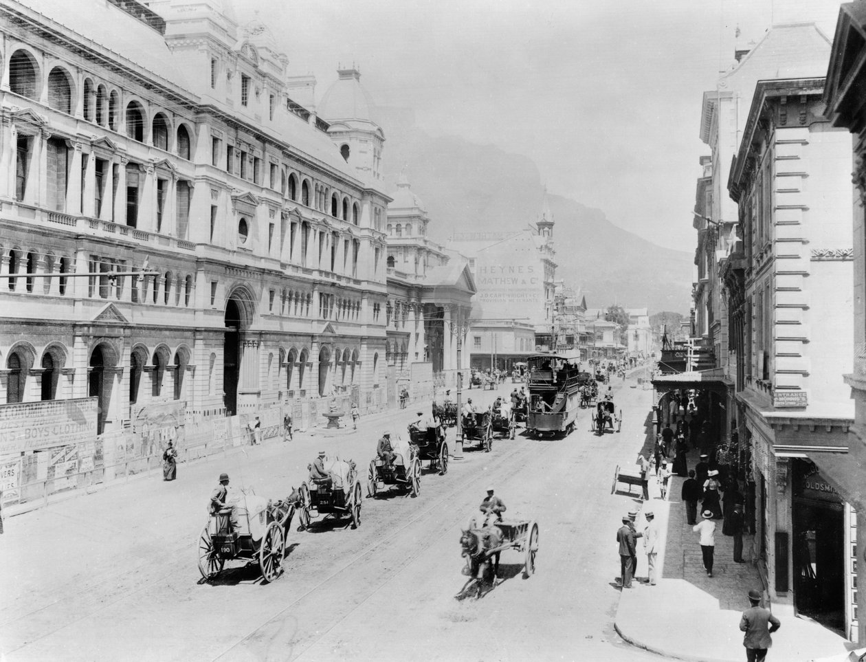 Kapské Město: New Adderley Street, cca 1914 (černobílá fotografie) od French Photographer