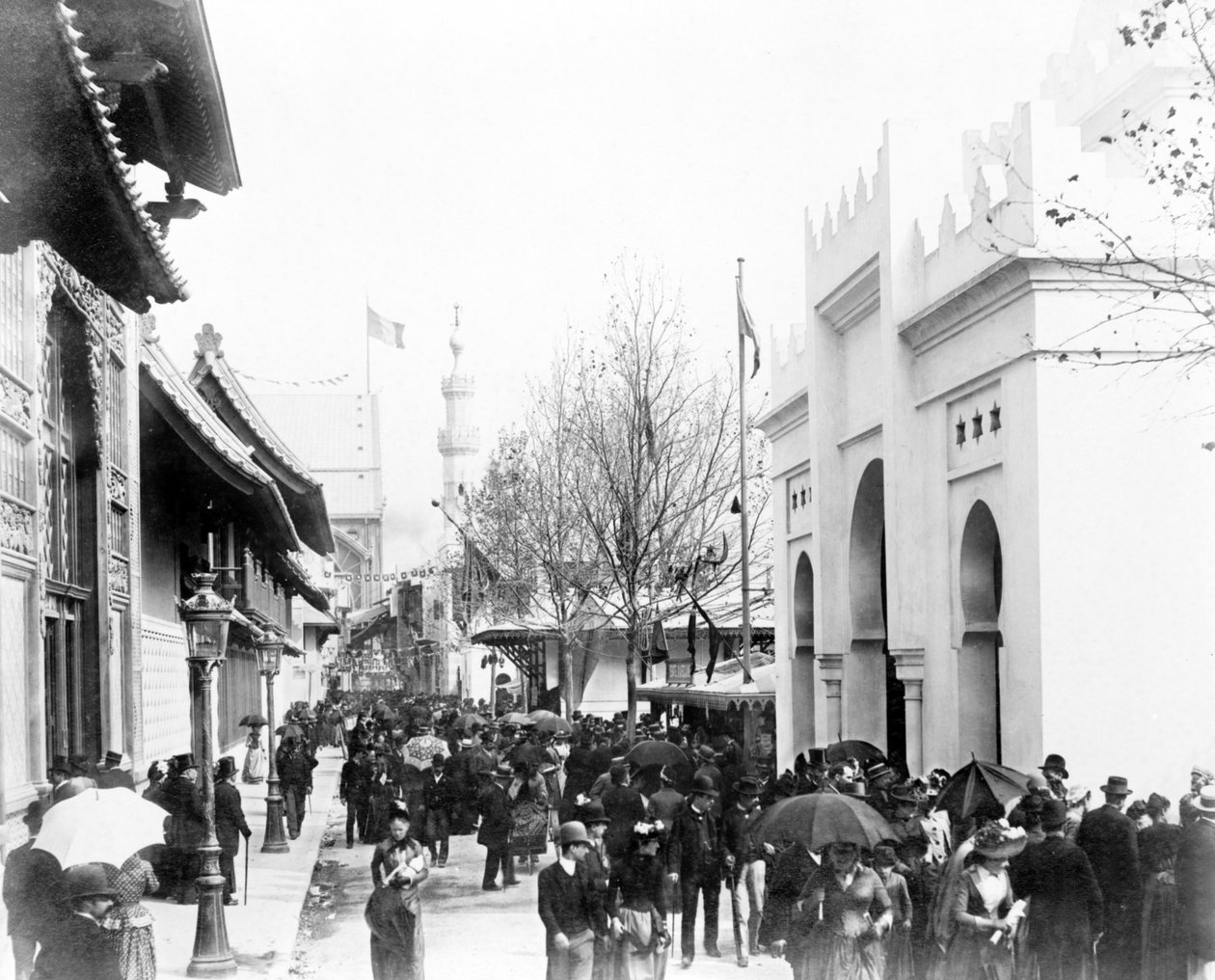 Dav procházející ulicí v Káhiře, výstava v Paříži, 1889 od French Photographer