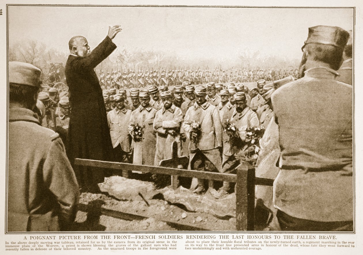 Francouzští vojáci vzdávají poslední pocty padlým statečným, 1914-19 od French Photographer