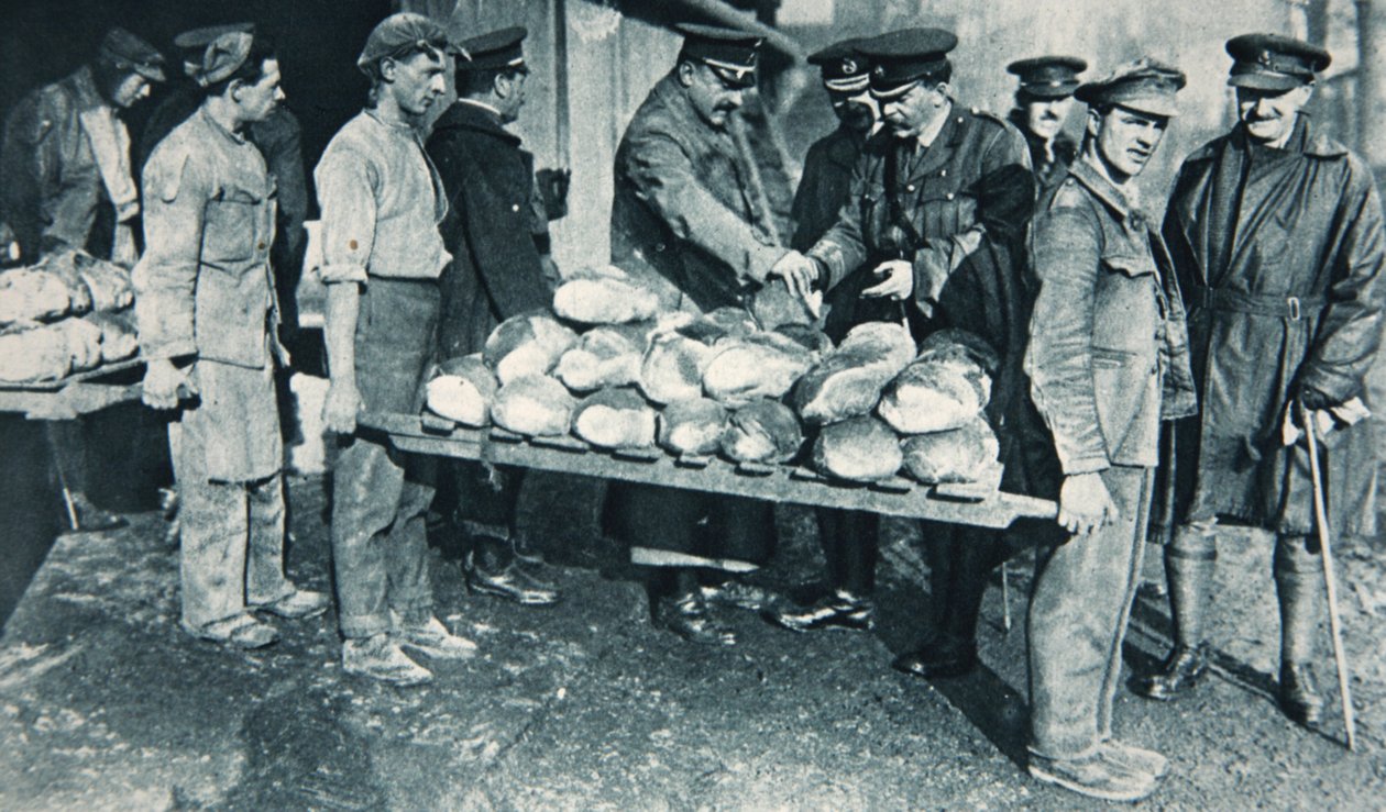 Kontrola chleba v pekárně ve Francii, ilustrace z The Illustrated War News, leden 1917 od French Photographer
