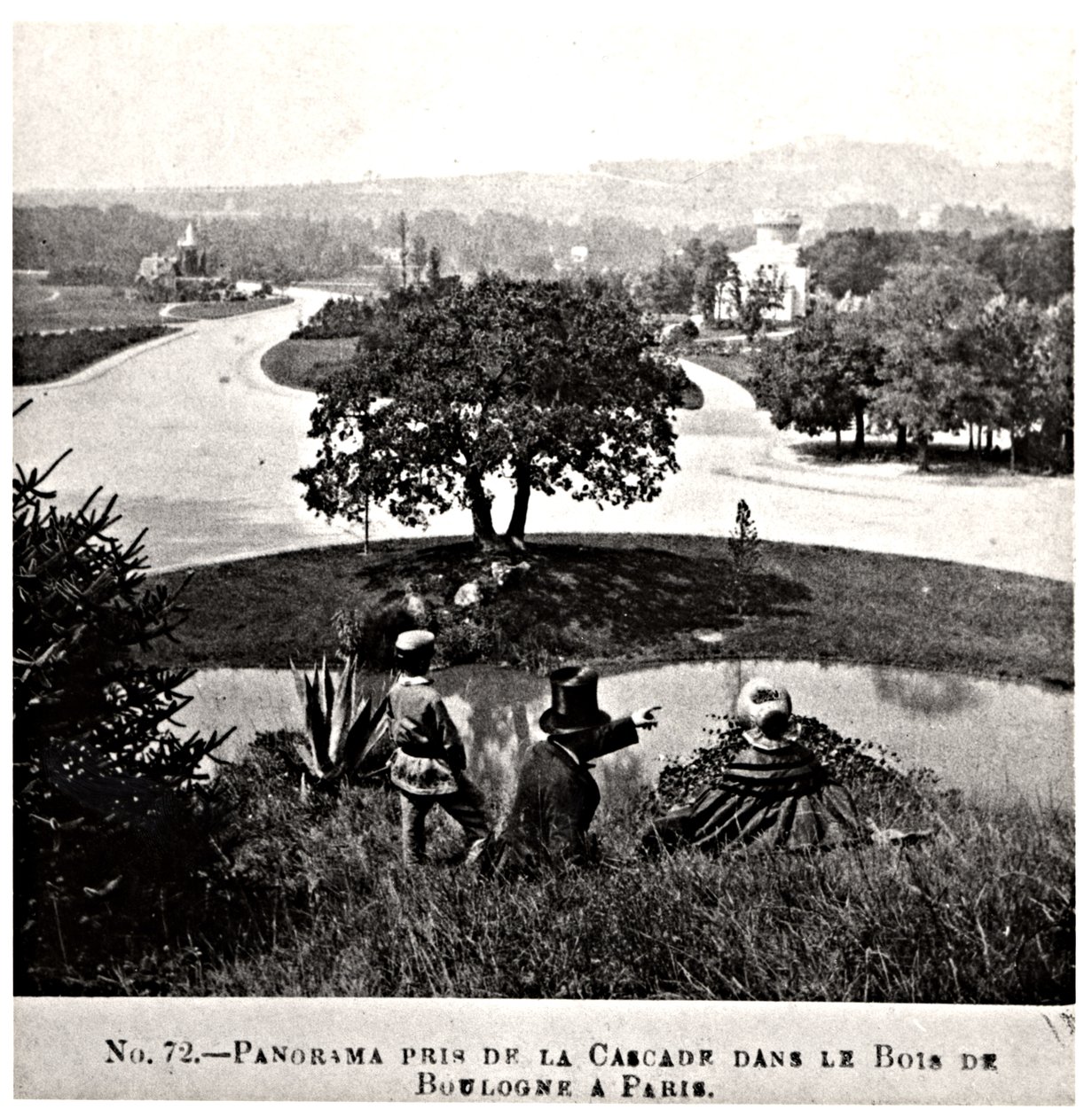 Panoramatický pohled na Bois de Boulogne, pořízený z vodopádu, c.1860-70 od French Photographer