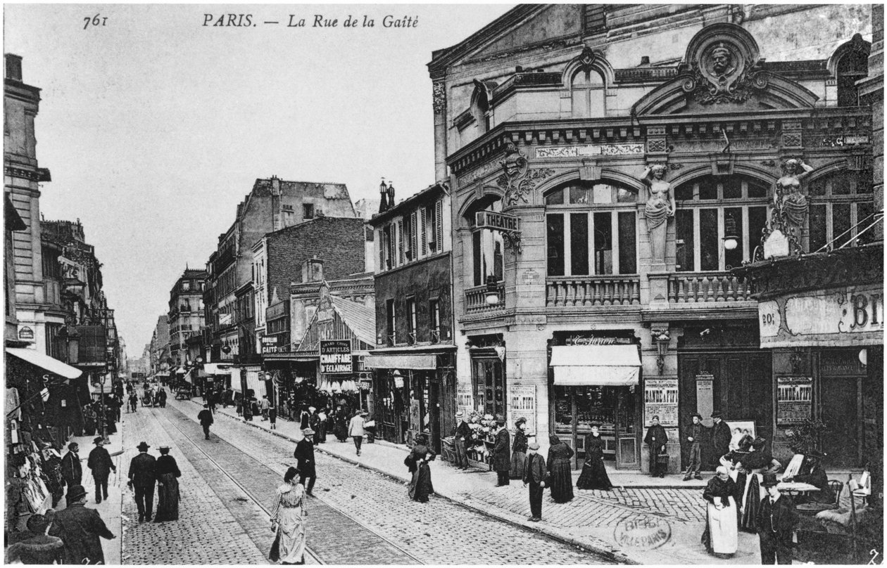 Pohlednice zobrazující Rue de la Gaite, Paříž, před rokem 1914 od French Photographer