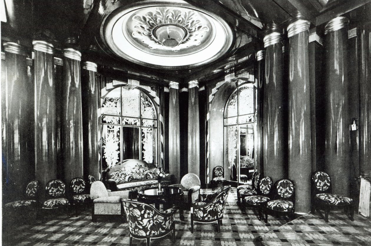 Salon rozhovorů na zaoceánské lodi Ile de France, 1926 od French Photographer