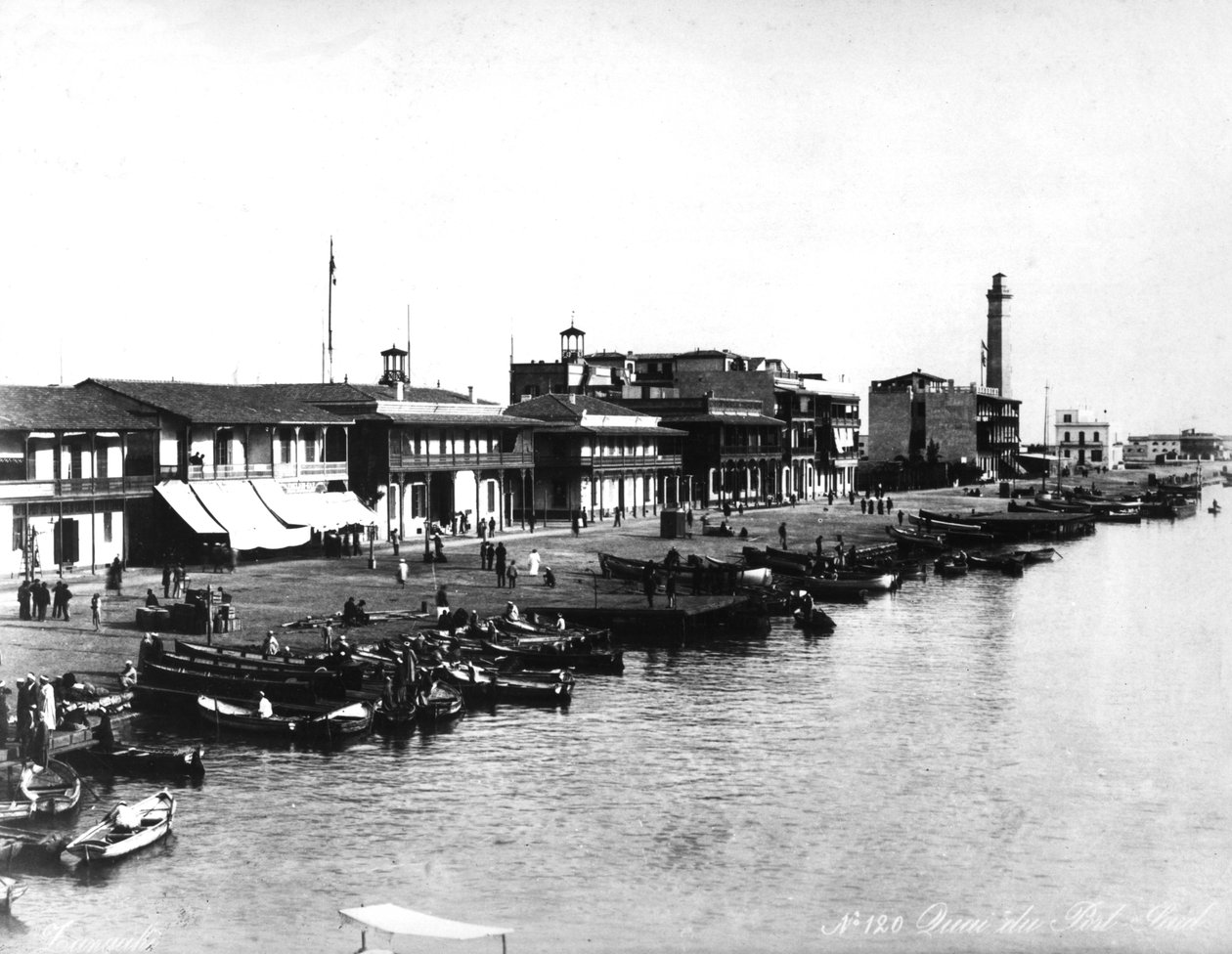 Nábřeží v Port Saidu, cca 1878 od French Photographer