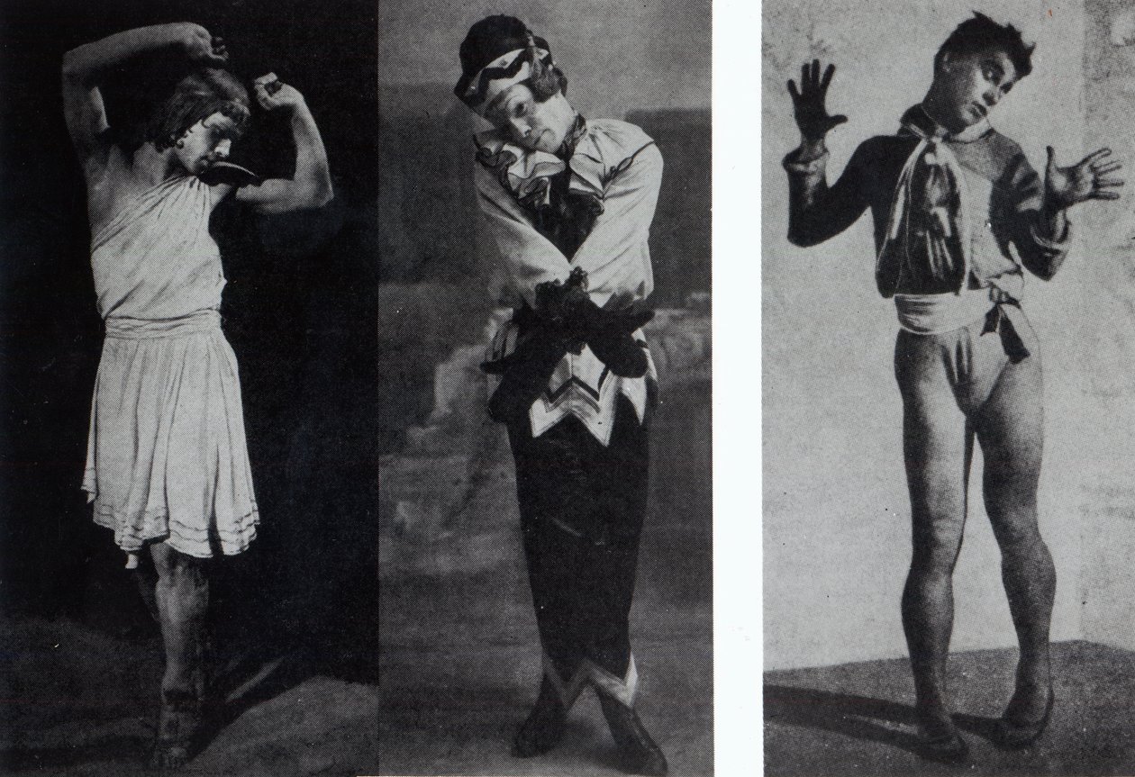 Václav Nižinskij v roli Narcisse, Petrouchky a Tilla Eulenspiegela, kolem 1911-16 od French Photographer