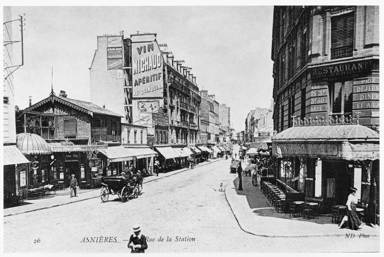 Pohled na Asnieres, Rue de la Station, c.1900 od French Photographer