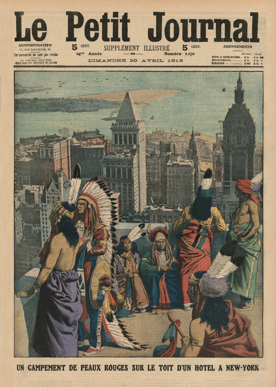 Tábor Rudokožců na střeše hotelu v New Yorku, ilustrace přední obálky z 